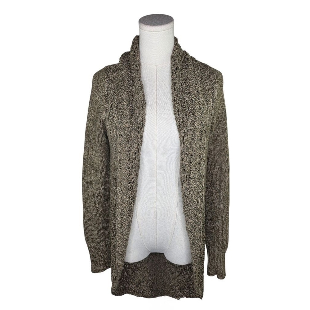 Eddie Bauer XS Cotton Open Knit Shawl Collar Cardigan Sweater Boho Layering